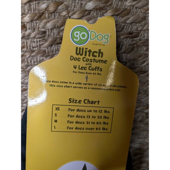 GoDog Witch Halloween Costume Dogs L (over 65 lb) Hat & 4 Paw Scrunchies Bells - Picture 7 of 7